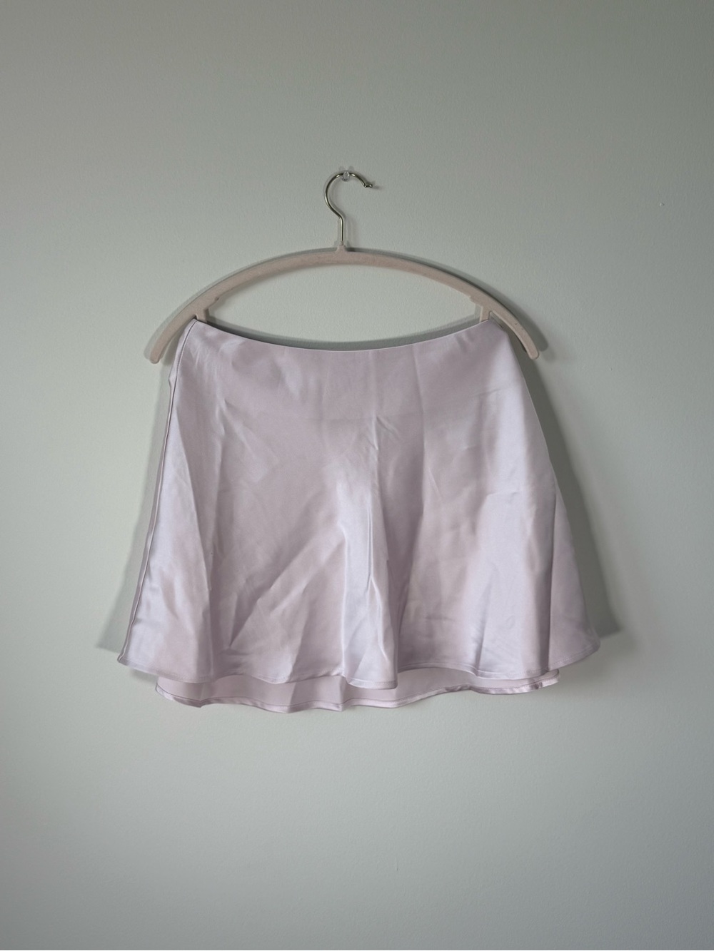 Light pink satin mini skirt